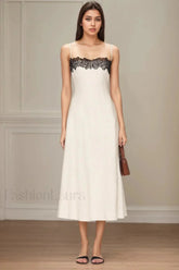 Lace Contrast Off Shoulder Strappy White Maxi Dress Off white / S