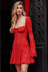 Lace Flared Sleeve Tube Top Backless Spice Girl Mini Dress