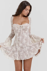 Lace Flared Sleeve Tube Top Backless Spice Girl Mini Dress