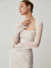 Lace Jacquard Floral Trendy Semi sheer Tied Maxi Dress White / XS Dresses