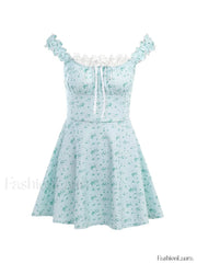 Lace Paneled Floral Mini Dress Mini Dresses