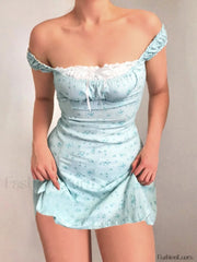 Lace Paneled Floral Mini Dress Mini Dresses