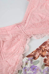 Lace Splicing Printed Irregular Split Hollow Strappy Beach Maxi Dress