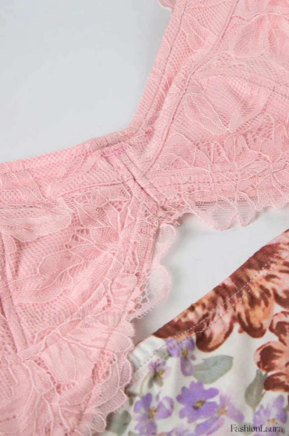 Lace Splicing Printed Irregular Split Hollow Strappy Beach Maxi Dress