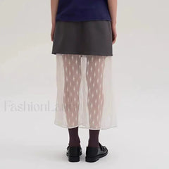 Lace Splicing Straight Zipper Skirt