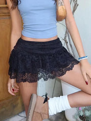 Lace Tiered Party Mini Skirt
