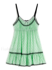 Lace Trim Floral Mini Dress Mini Dresses