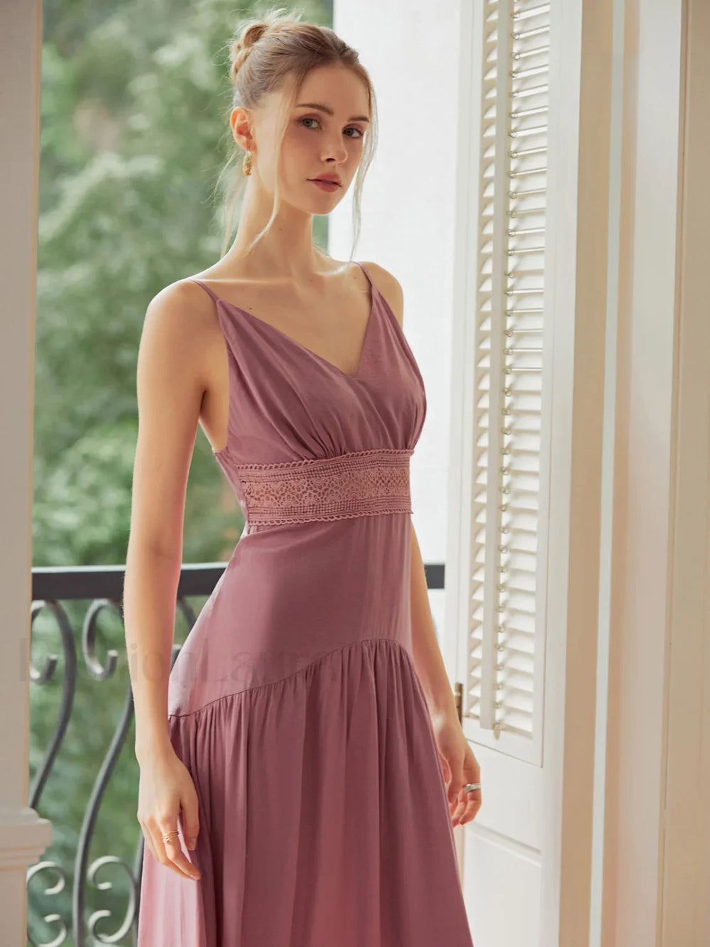 Lace Trim Layered Trendy Hem Cami Long Dress Dresses