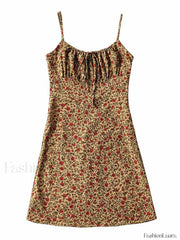 Lace Up Floral Slip Mini Dress Mini Dresses
