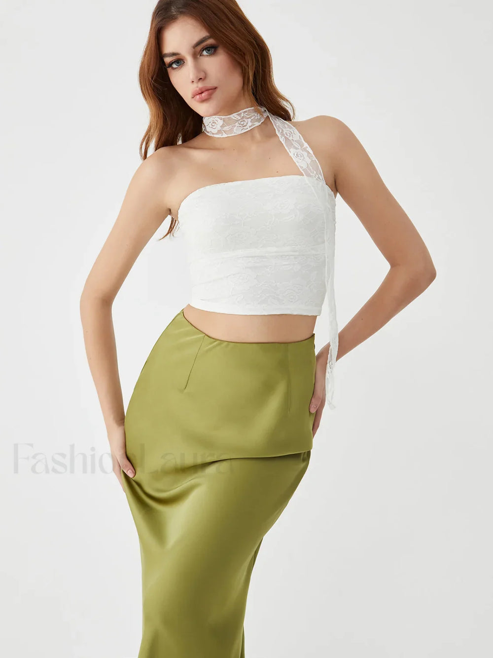 Lace Up Graceful Sheer Tube Top Tank Tops & Camis