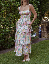 Layered Ruffle Bohemian Floral Dress