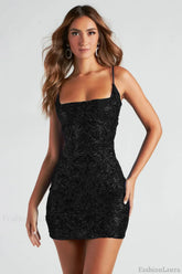 Leila Sequin Stylish Bodycon Mini Dress XS / Black Party Dresses L