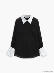 Leisure See Through Trendy Shirt With Cami Top Black / XS Shirts