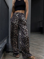 Leopard Print Wide Leg Pants Multicolor / XS Pants