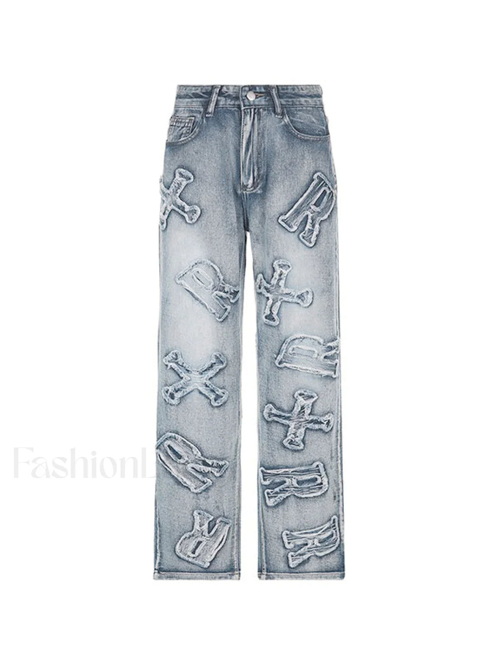 Letter Patch Faded Boyfriend Jeans Boyfriend Jeans