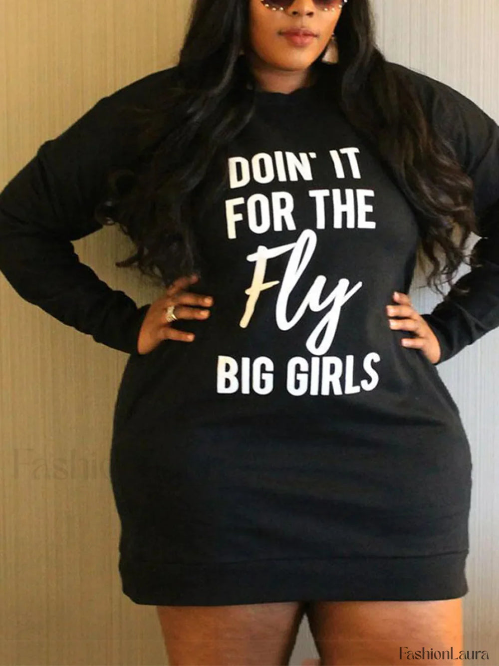 Letter Print Hoodie Dress Black Fly / XL Sweatshirts & Hoodies L