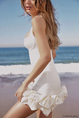 Lilou Ivory Stylish Ruffle Dress Party Dresses L