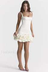 Lilou Ivory Stylish Ruffle Dress Party Dresses L