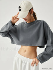 Living Easy Graceful Crop Sweatshirt Grey / XS Sweatshirts