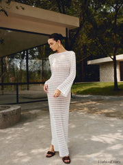 Love Galore Backless Trendy Knit Long Dress Sweaters L