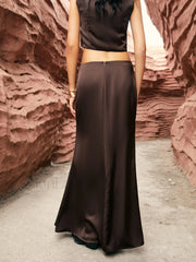Maillard Asymmetric Graceful Waist Maxi Skirt Skirts