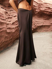 Maillard Asymmetric Graceful Waist Maxi Skirt Skirts