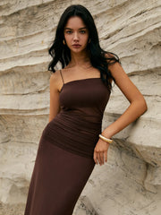 Maillard Patchwork Graceful Cami Long Dress Dresses