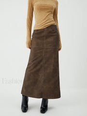Maillard Washed Graceful Midi Skirt Brown / XS Skirts