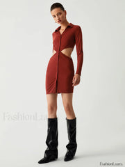 Make It Shine Trendy Cutout Knit Short Dress Knit Dresses