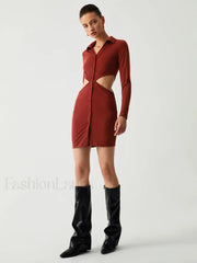 Make It Shine Trendy Cutout Knit Short Dress Knit Dresses