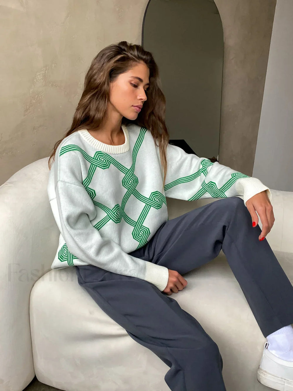 Maze Game Graceful Oversized Sweater Sweaters L