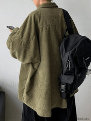 Men’s Corduroy Loose Button Down Shirt Tops&Tees