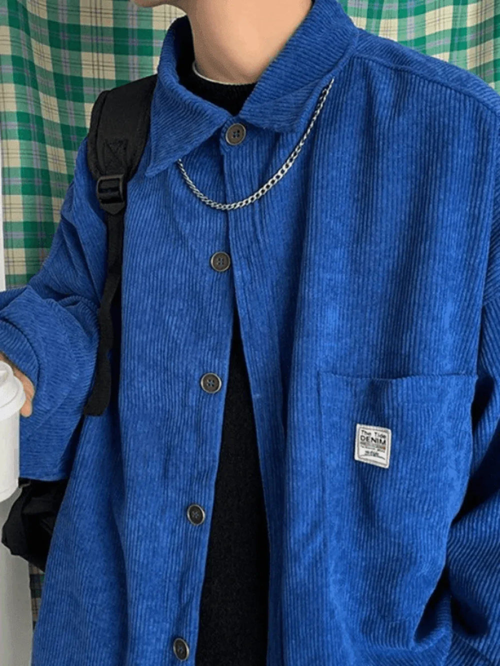 Men’s Corduroy Loose Button Down Shirt Tops&Tees