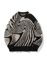Men’s Crew Neck Jacquard Knit Sweater Black / M Sweaters