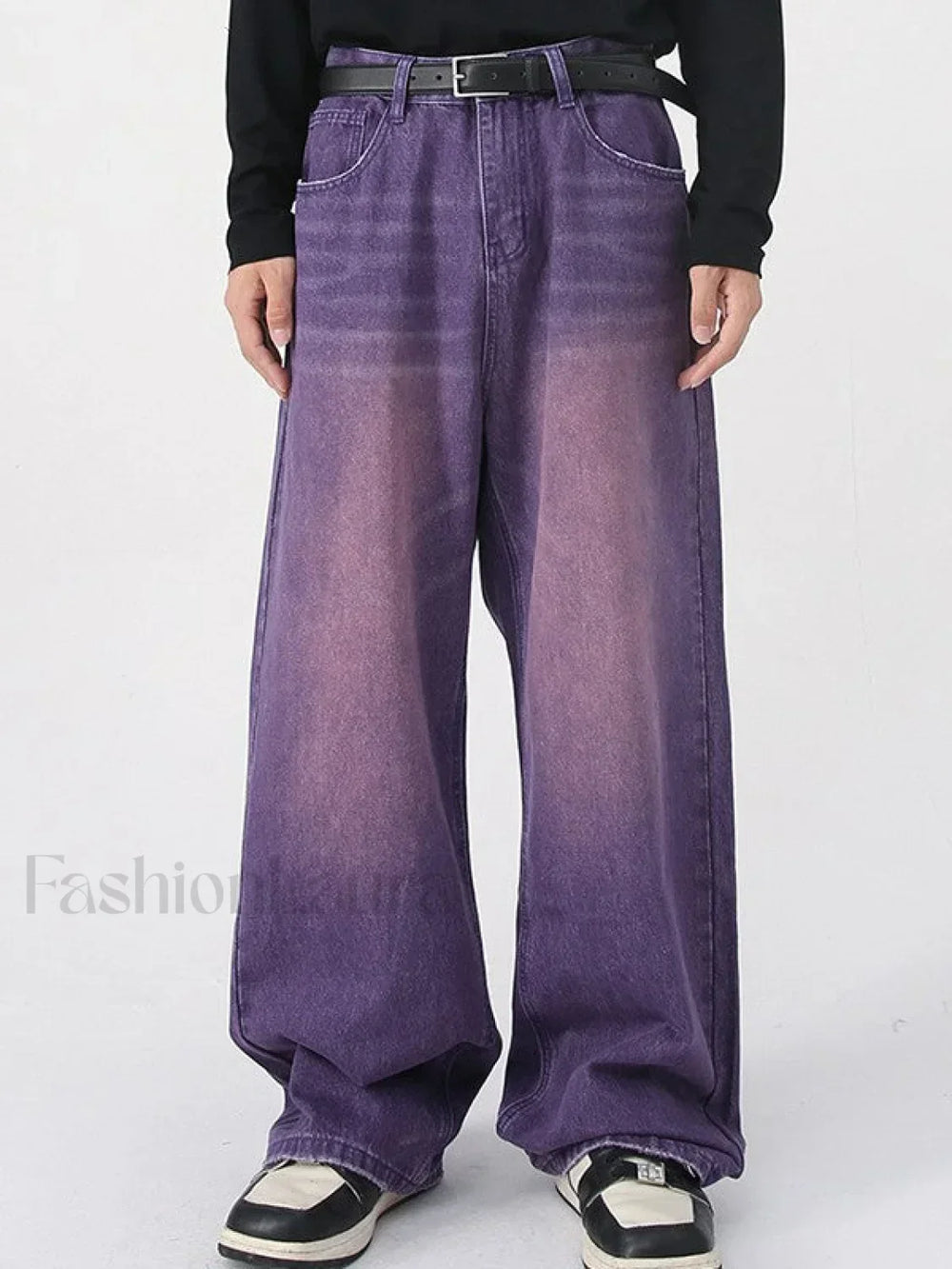 Men’s Faded Vintage Denim Loose Jeans Purple / M loose jeans