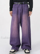 Men’s Faded Vintage Denim Loose Jeans Purple / M loose jeans