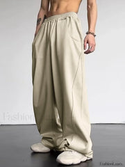 Men’s Paneled Loose Casual Pants Apricot / L Straight Leg Pants
