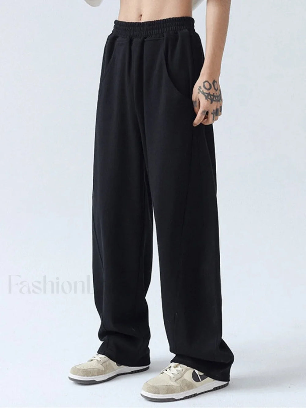 Men’s Paneled Loose Casual Pants Black / L Straight Leg Pants