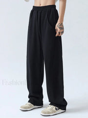 Men’s Paneled Loose Casual Pants Black / L Straight Leg Pants