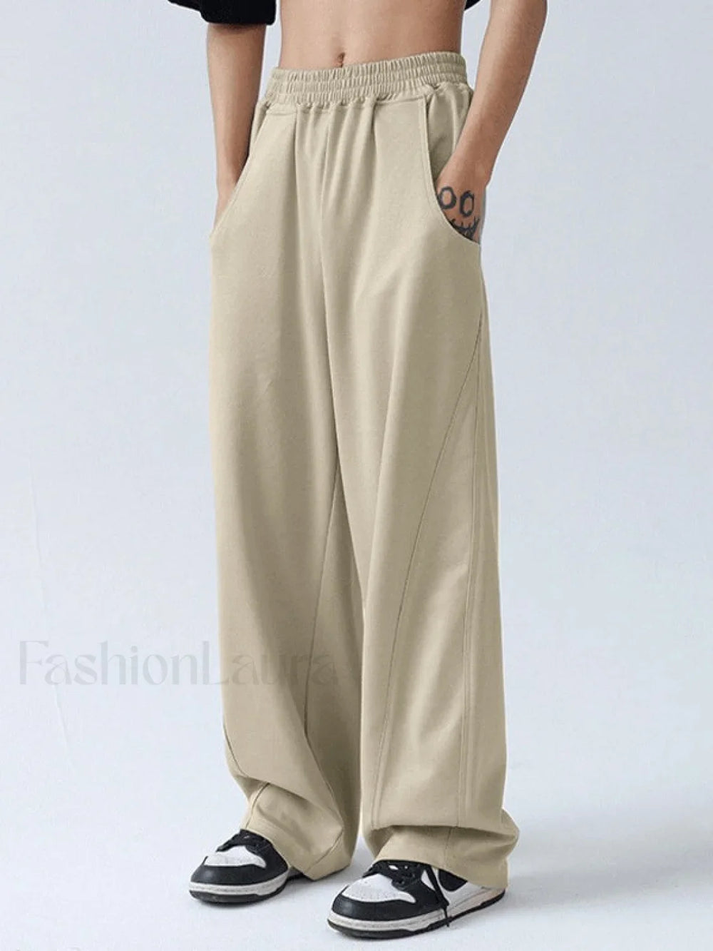Men’s Paneled Loose Casual Pants Straight Leg Pants