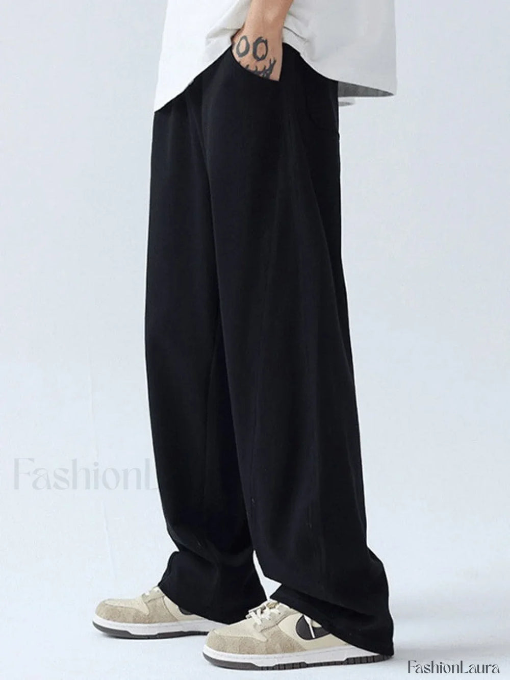 Men’s Paneled Loose Casual Pants Straight Leg Pants