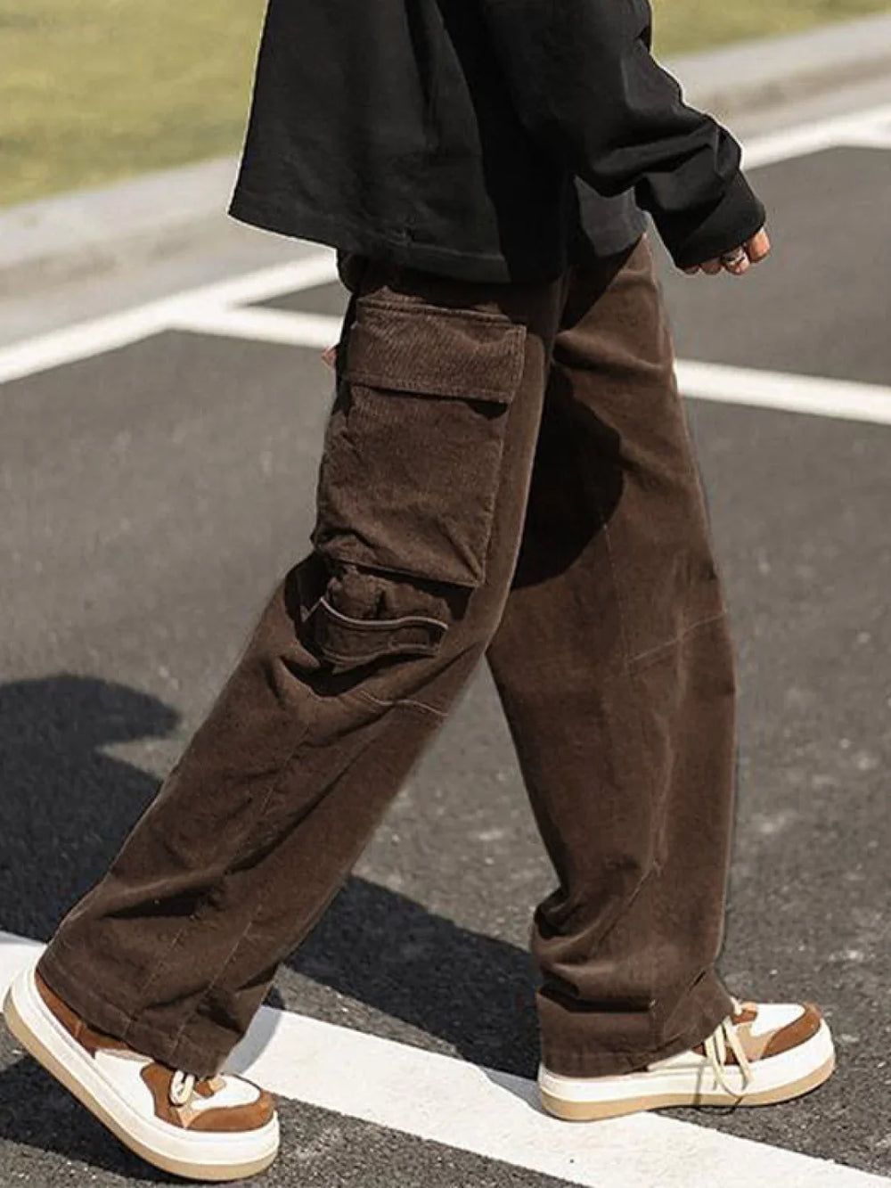 Men’s Patch Pocket Vintage Straight Cargo Pants Cargo Pants