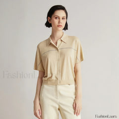 Merino Wool Silk High End T Shirt Apricot / S