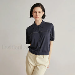 Merino Wool Silk High End T Shirt Dark blue / S