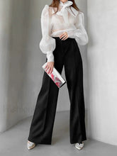 Mesh Puff Graceful Sleeve Knot Front Shirt White / S Shirts