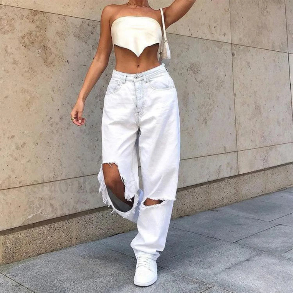 Mid Rise Extra Ripped Jeans White / S Jeans