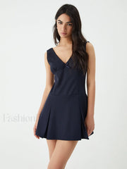 Minimalism V Neck Graceful Short Dress Dresses