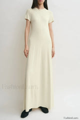 Minimalist A Line Round Neck Short Sleeve Work Dress