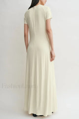 Minimalist A Line Round Neck Short Sleeve Work Dress