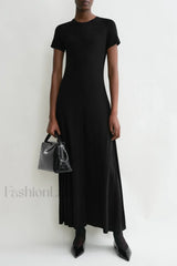 Minimalist A Line Round Neck Short Sleeve Work Dress